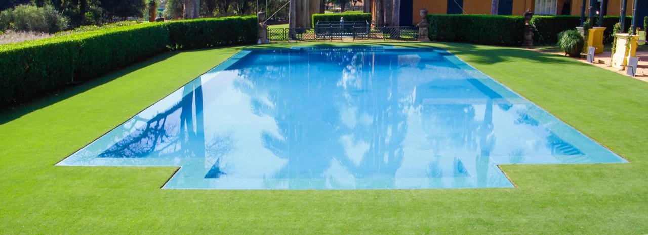 Piscina com grama Zeon ao lado